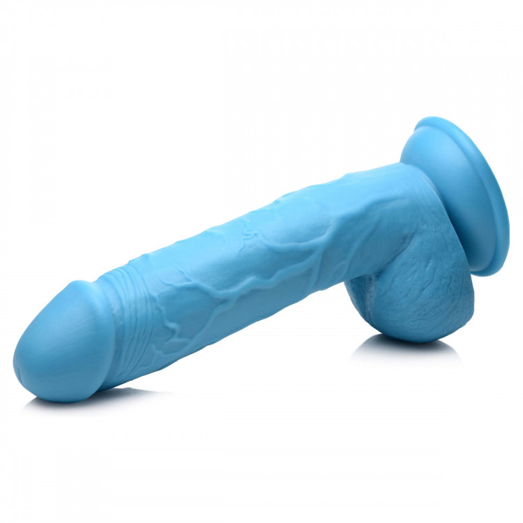 Голубой фаллоимитатор на присоске 8.25  Dildo with Balls - 22,8 см.