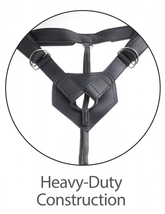 Кофейный сдвоенный поясной страпон Strap-On Harness with 7  Two Cocks One Hole - 19,1 см.