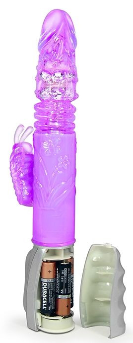 Фиолетовый вибромассажер Butterfly Stroker - 29,8 см.