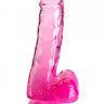 Розовый фаллоимитатор с мошонкой на присоске 6’’ Cock with Balls - 17,8 см.
