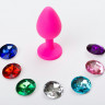 Розовая малая силиконовая пробка с 7 сменными кристаллами - 7,1 см.