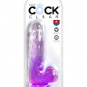 Фиолетовый фаллоимитатор с мошонкой на присоске 6’’ Cock with Balls - 17,8 см.