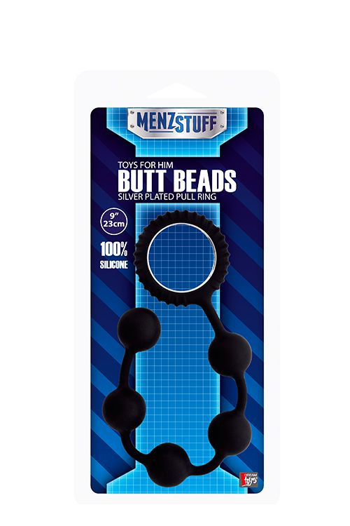 Чёрный анальные шарики MENZSTUFF BUTT BEADS - 23 см.