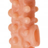 Телесная закрытая насадка с шариками Cock Sleeve Size L - 17,6 см.