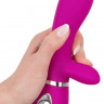 Лиловый вибратор с клиторальным отростком Super Soft Silicone Rabbit Vibrator - 20,2 см.