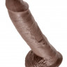 Большой коричневый фаллоимитатор с мошонкой 10  Cock with Balls на присоске - 25,4 см.