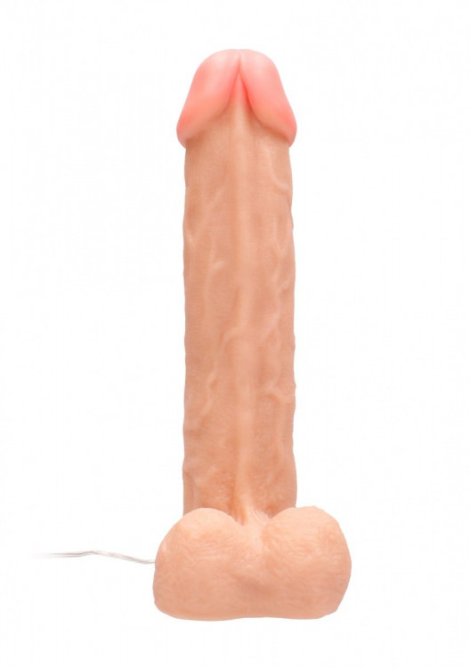 Телесный вибратор-реалистик Vibrating Realistic Cock 11  With Scrotum - 29,5 см.