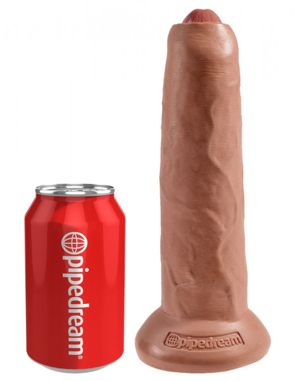 Кофейный поясной страпон Strap-On Harness with 9  Uncut Hollow Cock - 25,4 см. 