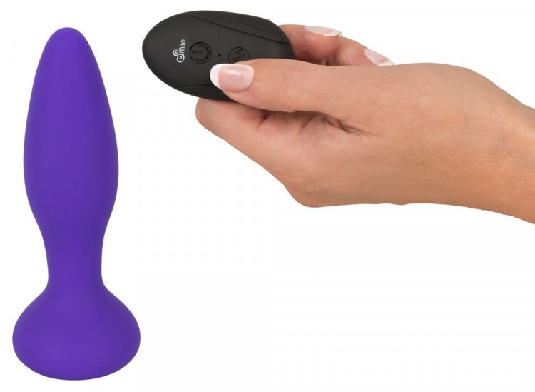 Фиолетовая анальная вибропробка RC Butt Plug - 14,5 см.