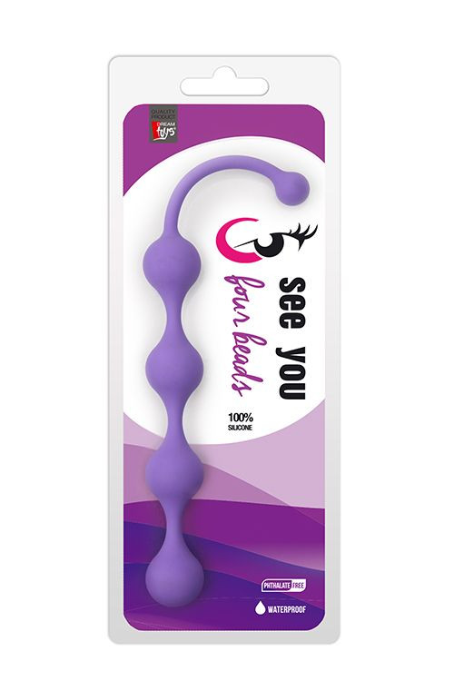 Фиолетовая анальная цепочка SEE YOU FOUR BEADS ANAL - 24 см.