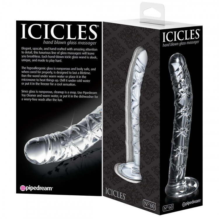 Прозрачный стеклянный стимулятор Icicles № 60 - 15 см.