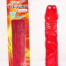 Красный вибратор Pleasure Fantasy с богатым рельефом - 22,5 см.