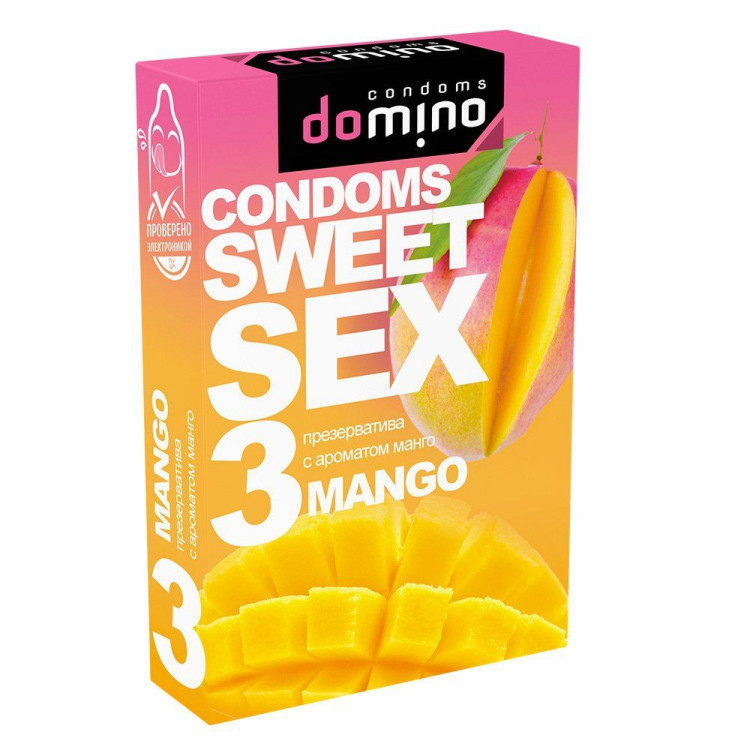 Презервативы для орального секса DOMINO Sweet Sex с ароматом манго - 3 шт.