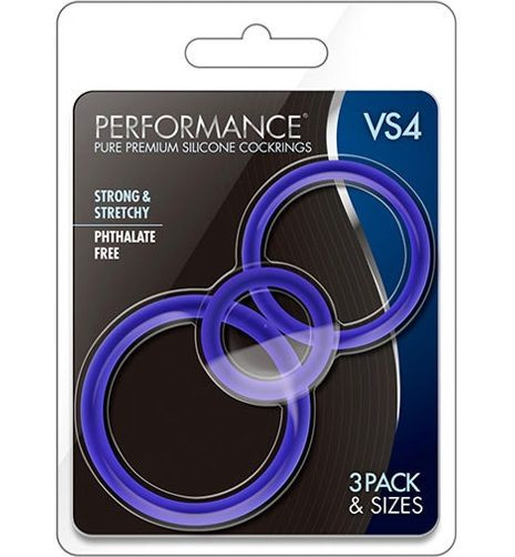 Набор из 3 синих эрекционных колец VS4 Pure Premium Silicone Cock Ring Set