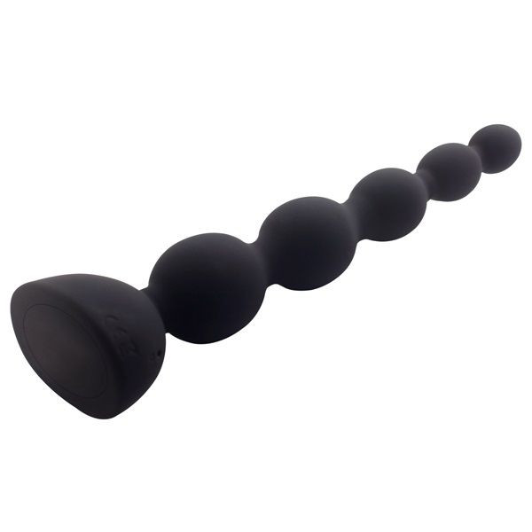 Черный анальный вибростимулятор Anal Beads L с пультом ДУ - 21,5 см. 