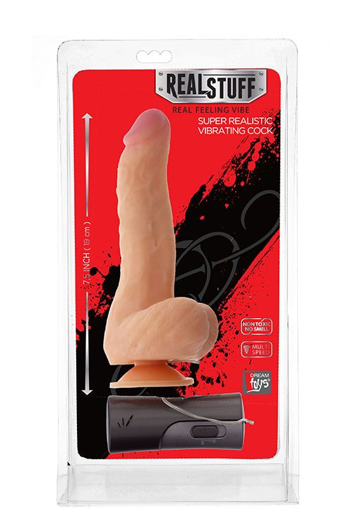 Реалистичный вибромассажёр REALSTUFF 7.5INCH VIBRATOR - 19 см.