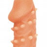 Телесная закрытая насадка с пупырышками Cock Sleeve Size M - 15,6 см.