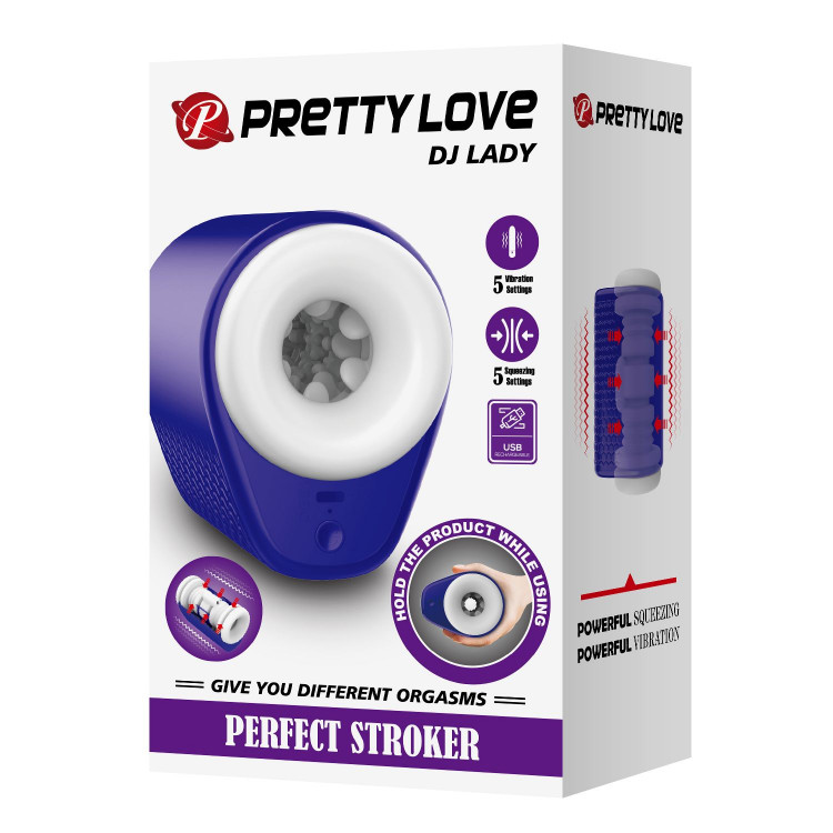 Синий автоматический вибромастурбатор Dj Lady